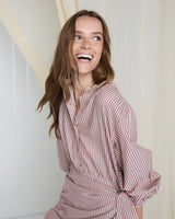 Mauve Stripe Irmone Cotton Wrap Dress