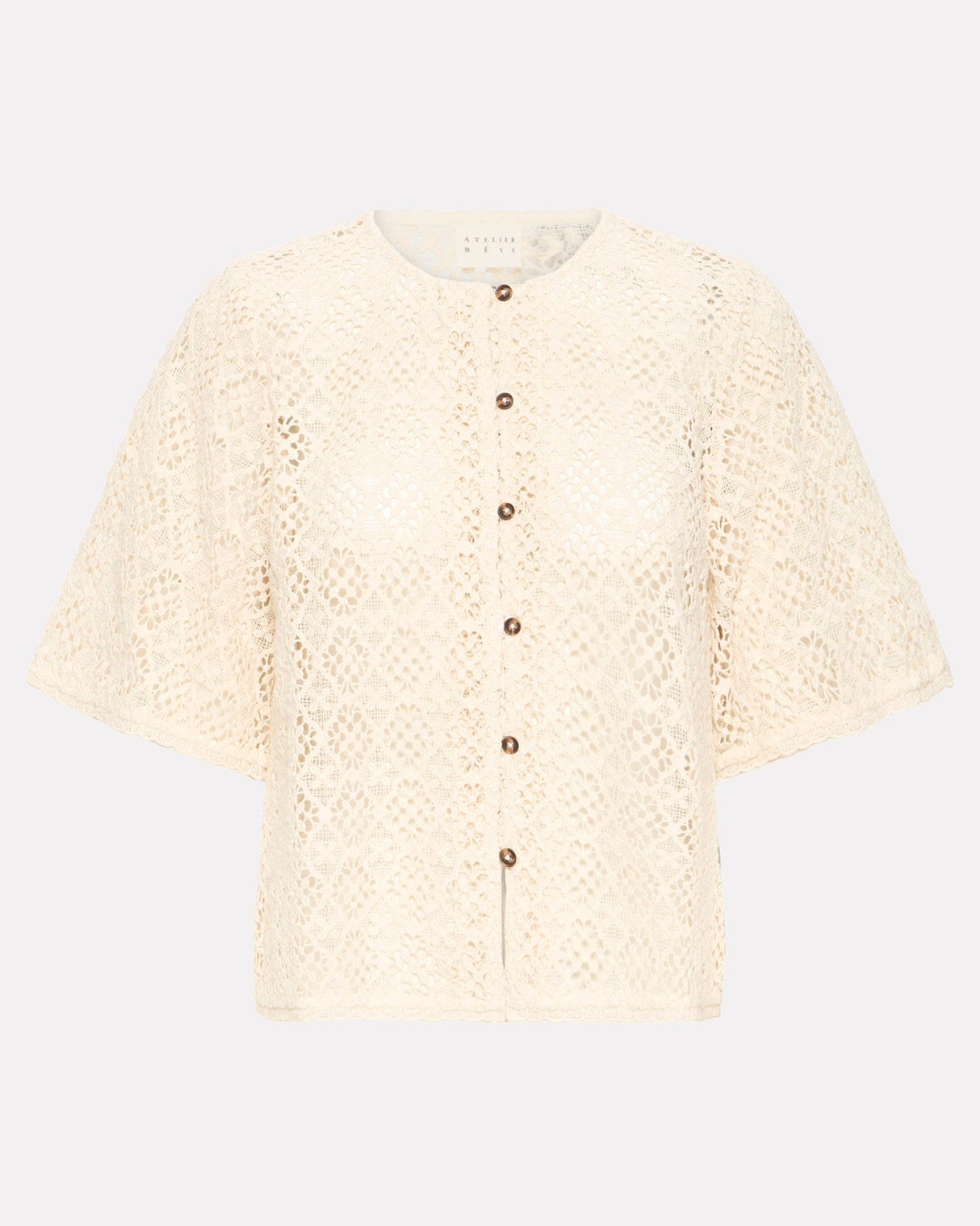 Birch Irjulie Openwork Cotton Short Sleeve Blouse