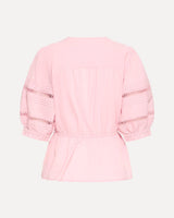 Dawn Pink Irbella Cotton Pintuck Tie-Waist Blouse