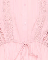 Dawn Pink Irbella Cotton Pintuck Tie-Waist Blouse