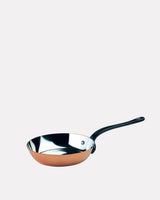 Copper frying pan with black handle