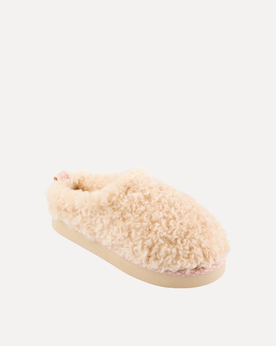 Cream Alicia Borg Fleece Platform Mule Slippers
