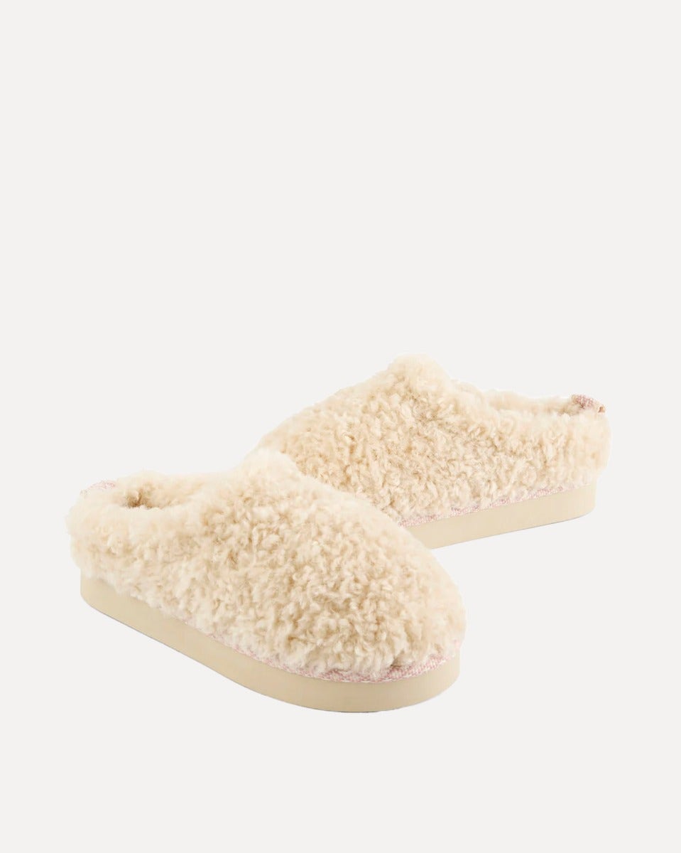 Cream Alicia Borg Fleece Platform Mule Slippers