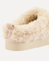 Cream Alicia Borg Fleece Platform Mule Slippers