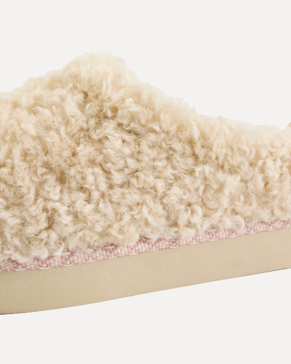 Cream Alicia Borg Fleece Platform Mule Slippers