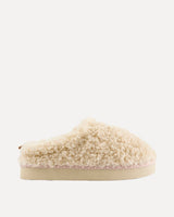 Cream Alicia Borg Fleece Platform Mule Slippers