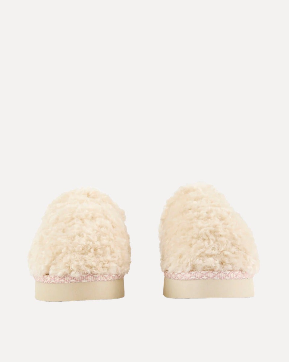 Cream Alicia Borg Fleece Platform Mule Slippers