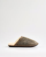 Distressed Tea Leather & Sheepskin Mule Slippers