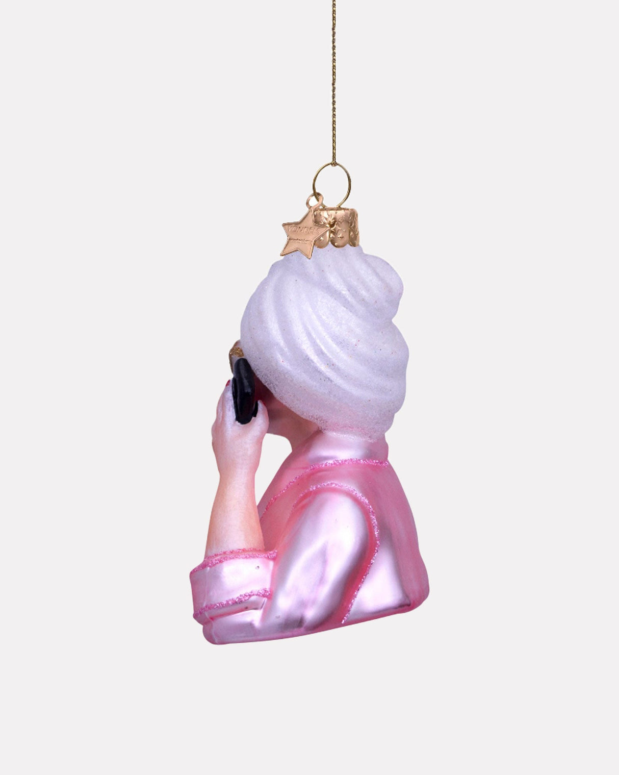 Selfcare Girl with Phone Glass Tree Ornament