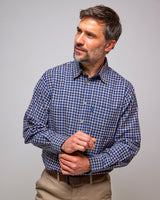 Navy Check 100% Brushed Cotton Shirt