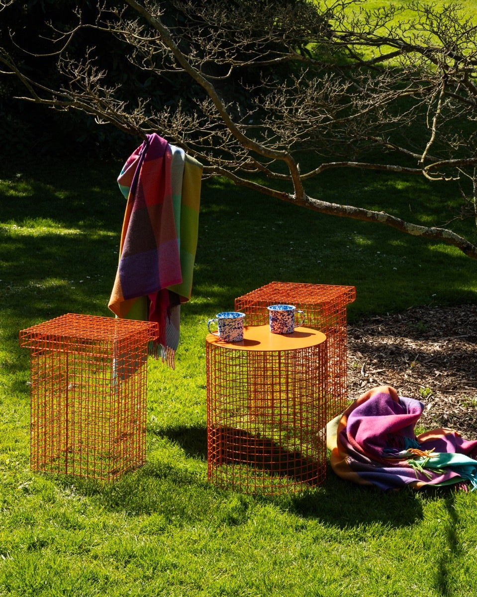 Orange Small Round Wire Pedestal
