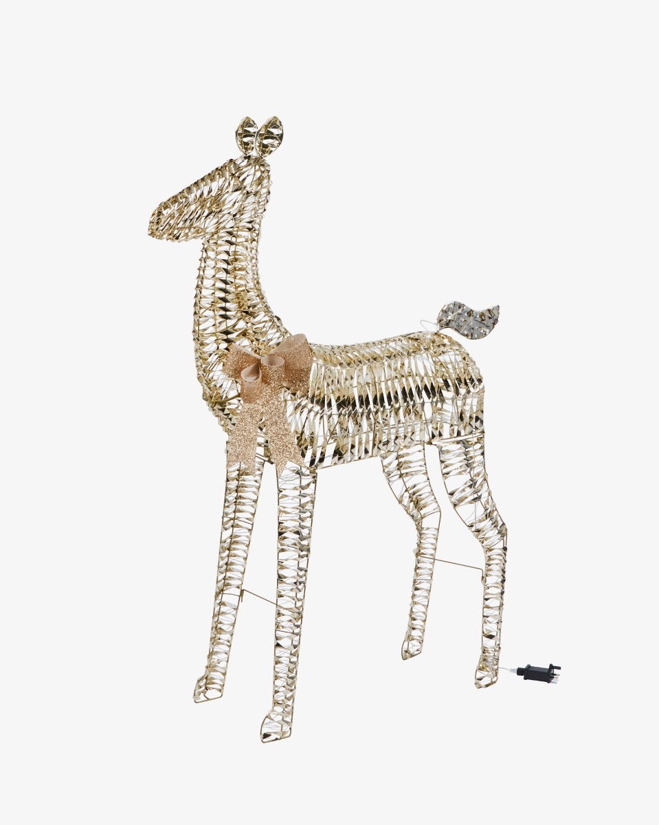 Plug-In Light-Up Gold Twist Fawn Decoration