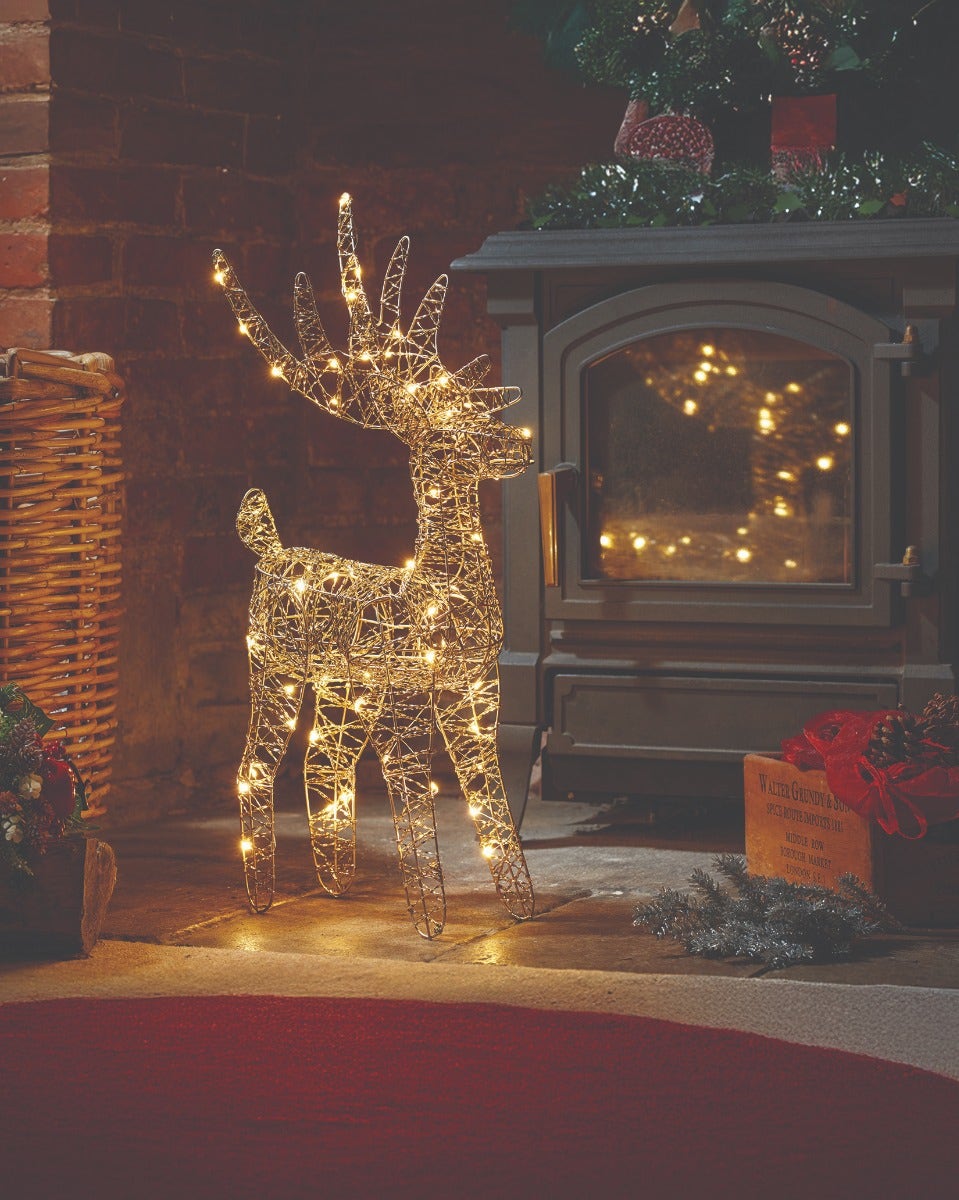 Battery Light-Up Gold Weave WonderDeer Decoration