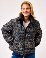 Cognac Tweed Hybrid Puffer Jacket