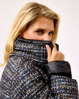 Cognac Tweed Hybrid Puffer Jacket