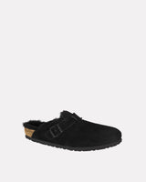Black-Shearling-Suede-Boston-Clog