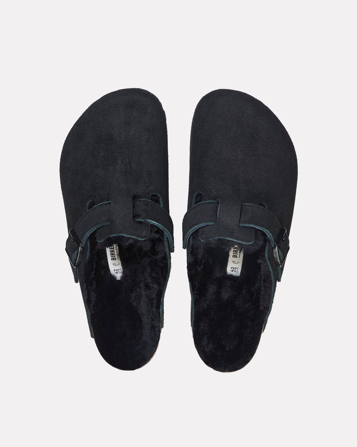 Black Shearling Suede Boston Clog
