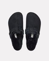 Black Shearling Suede Boston Clog