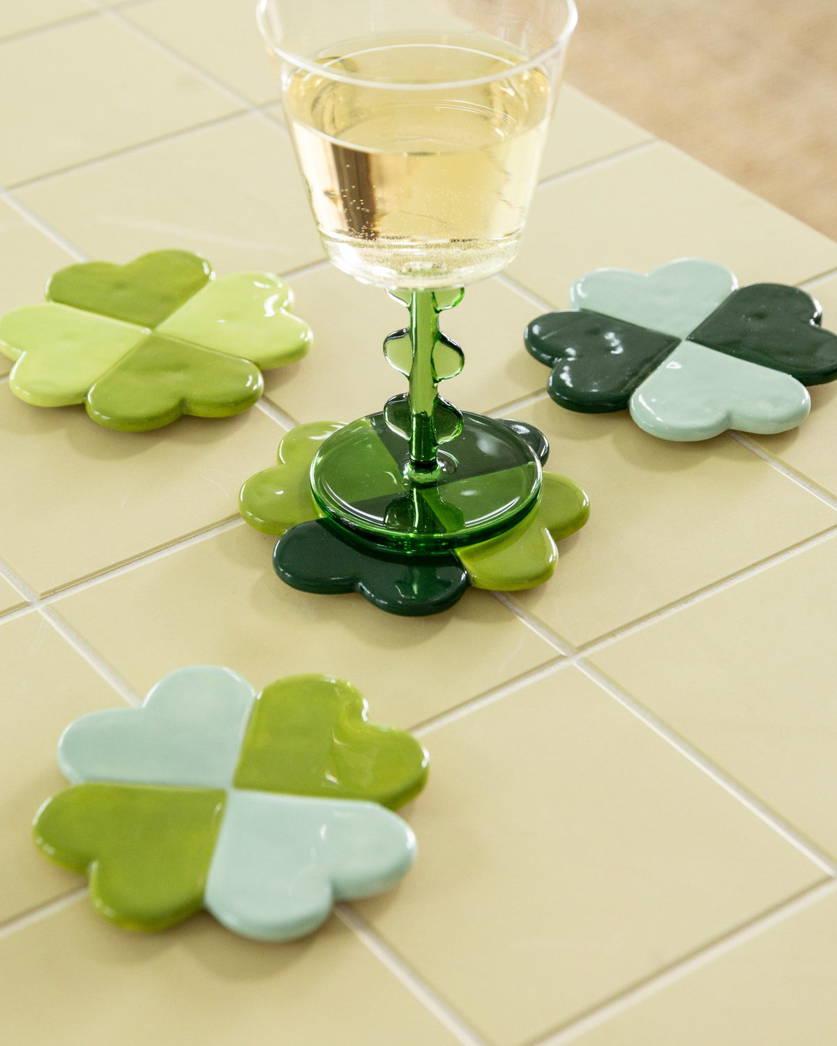 Lucky Clover Dolomite Coasters - Set of 4