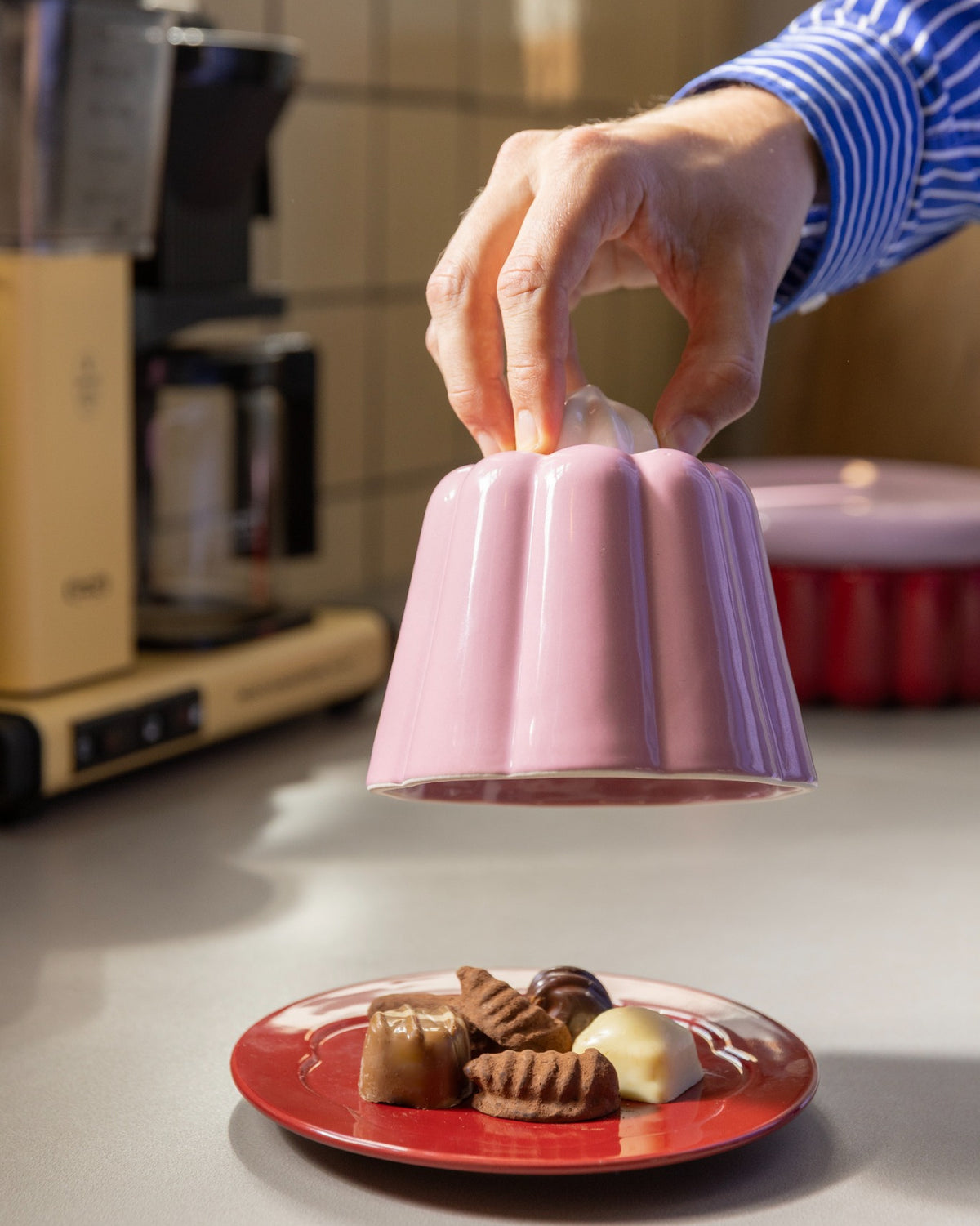 Pink Pudding Stoneware Cloche & Dish