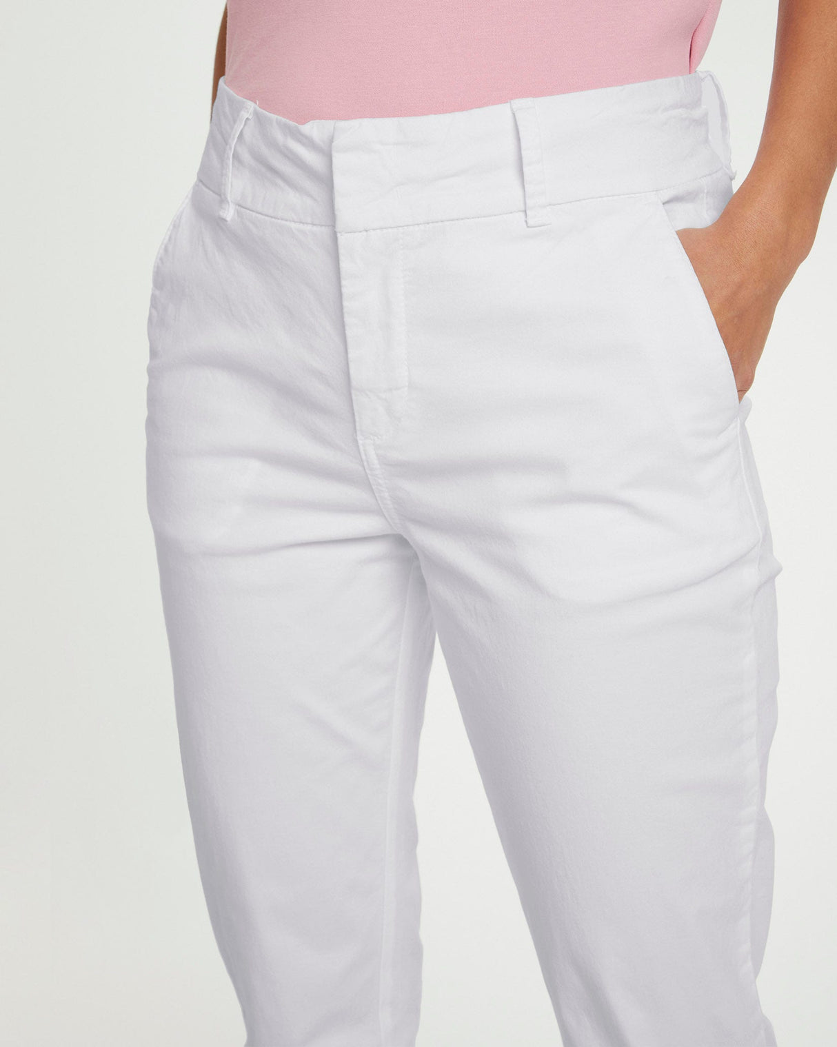 Bright White Soffys Cotton Cropped Chino Trousers