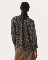 Black Contrast Floral Print Elsia Sheer Blouse