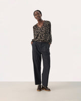 Black Contrast Floral Print Elsia Sheer Blouse