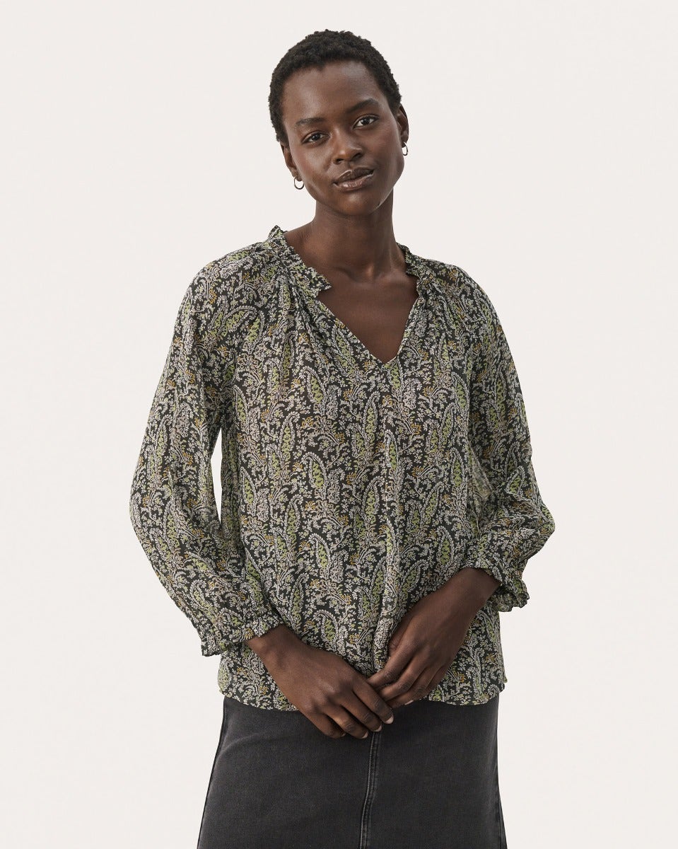 Rosin Paisley Print Elsia Sheer Blouse