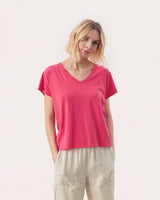 Claret-Red-Evenye-Cotton-Blend-V-Neck-T-Shirt
