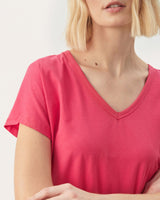 Claret Red Evenye Cotton Blend V-Neck T-Shirt
