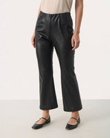 Black Lorenza Faux Leather Cropped Trousers