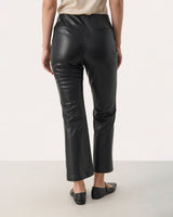 Black Lorenza Faux Leather Cropped Trousers