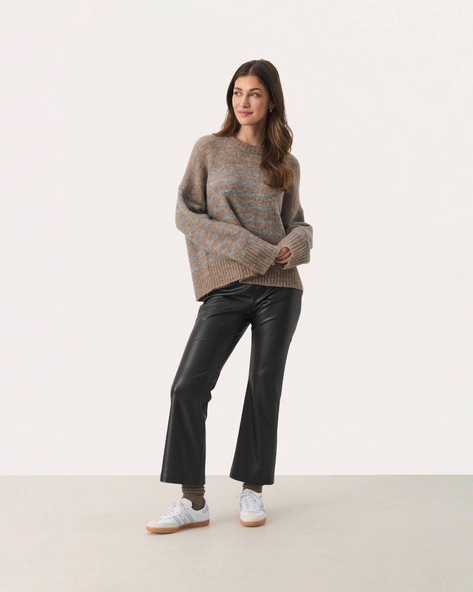 Black Lorenza Faux Leather Cropped Trousers