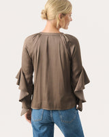 Walnut Brown Leane Frill Sleeve Shirt
