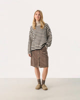 French Oak Stripe Lilye High Neck Knit Pullover