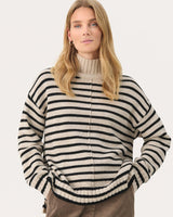 French Oak Stripe Lilye High Neck Knit Pullover