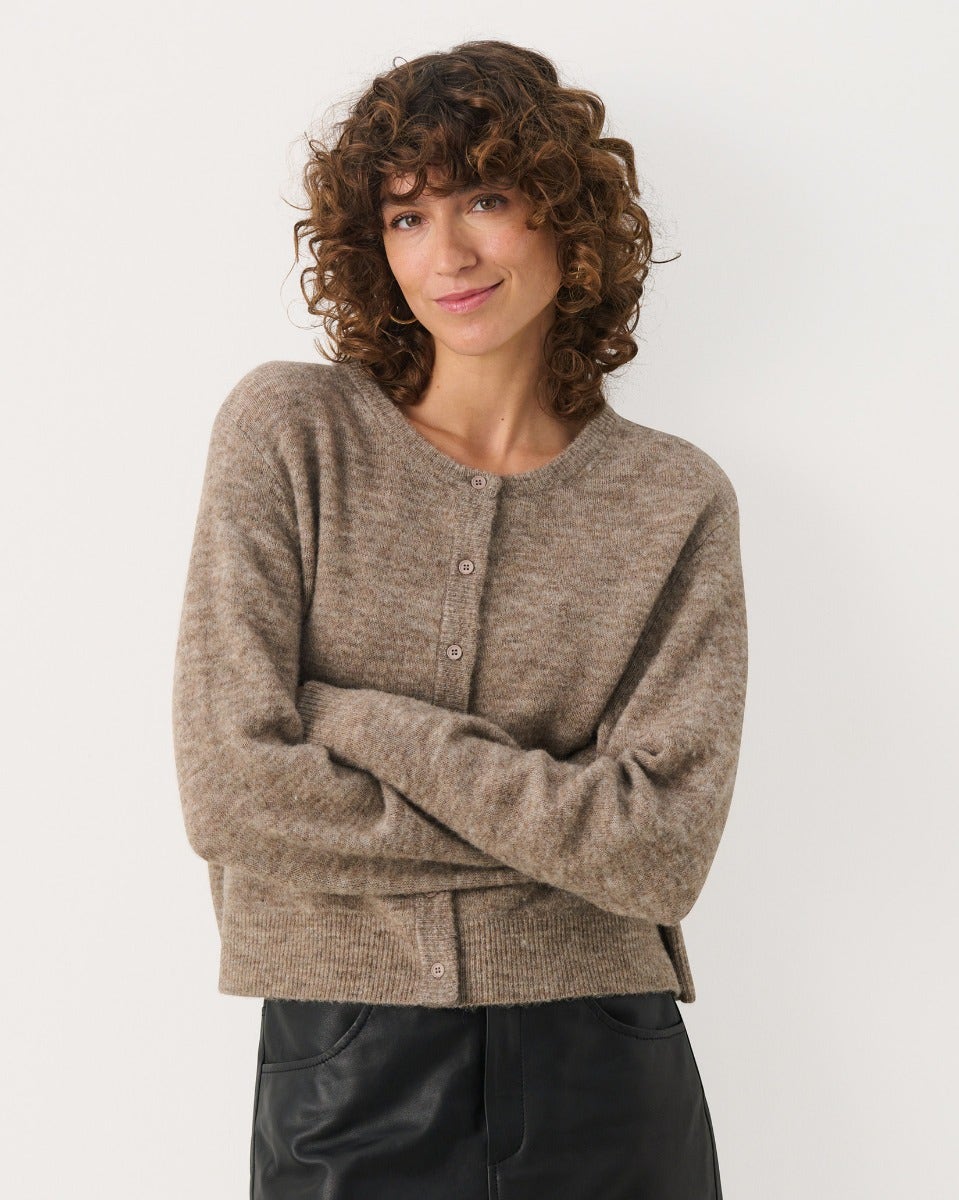 Mink Melange Linika Wool Blend Cardigan