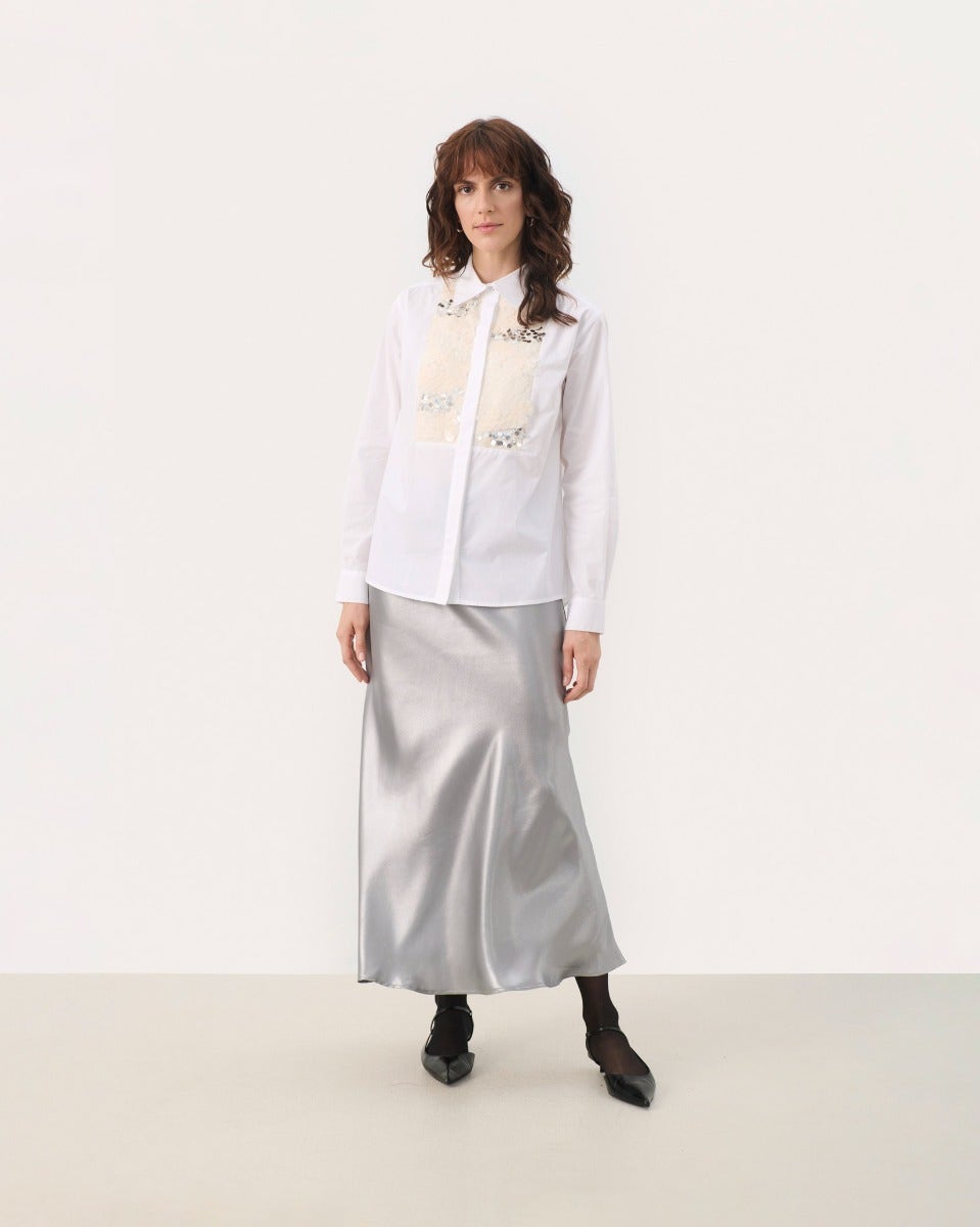 Bright White Maye Sequin Detail Shirt