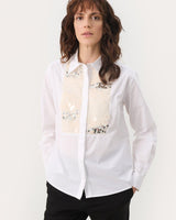 Bright White Maye Sequin Detail Shirt
