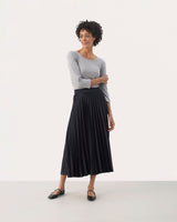 Dark-Navy-Vaneda-Pleated-Midi-Skirt