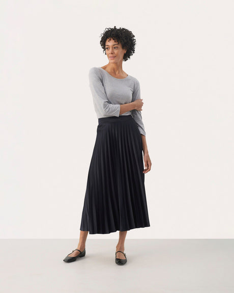 Dark-Navy-Vaneda-Pleated-Midi-Skirt