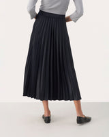 Dark Navy Vaneda Pleated Midi Skirt