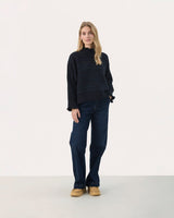 Dark Navy Pompeia High Neck Jumper
