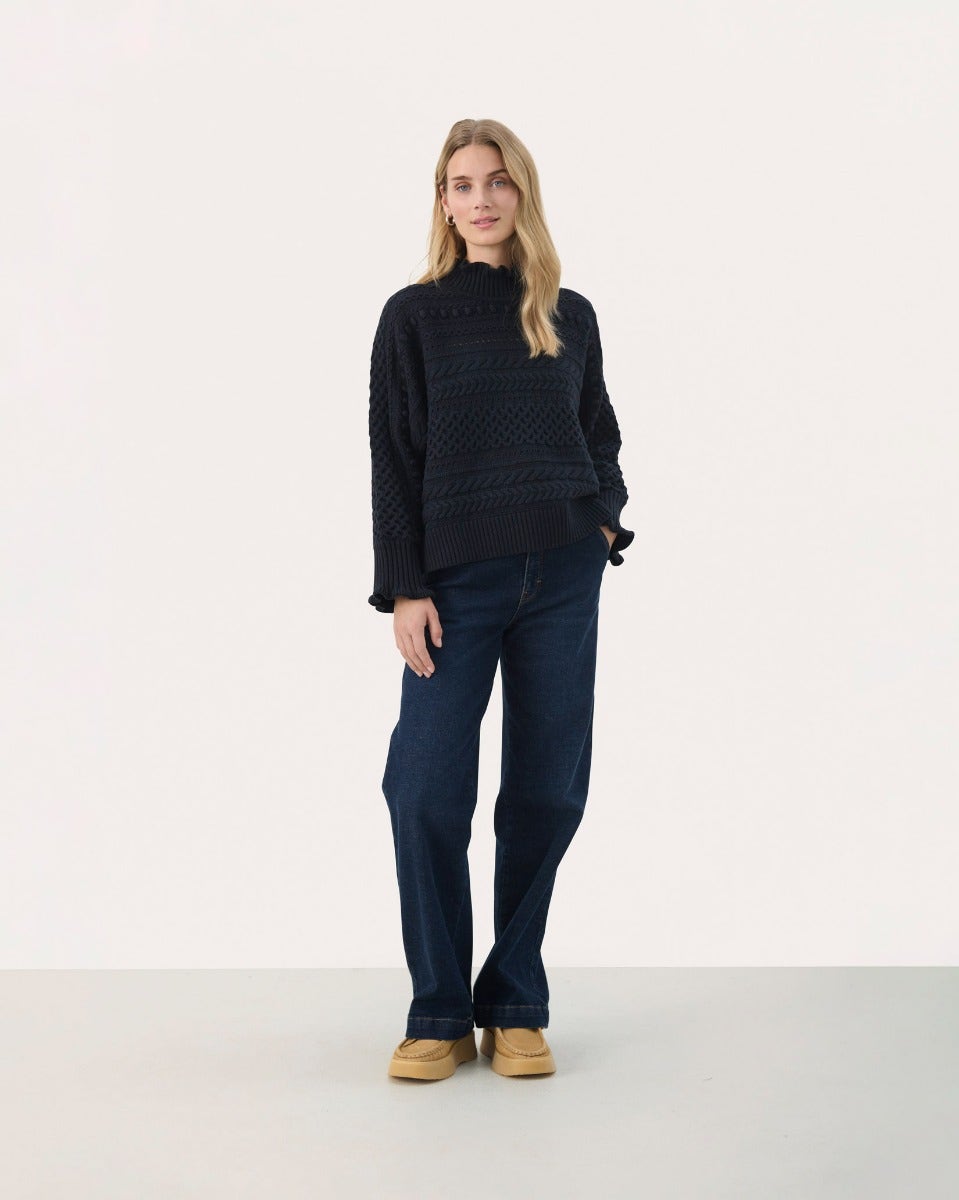 Dark Navy Pompeia High Neck Jumper