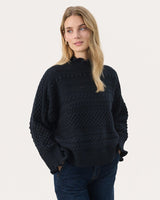 Dark Navy Pompeia High Neck Jumper