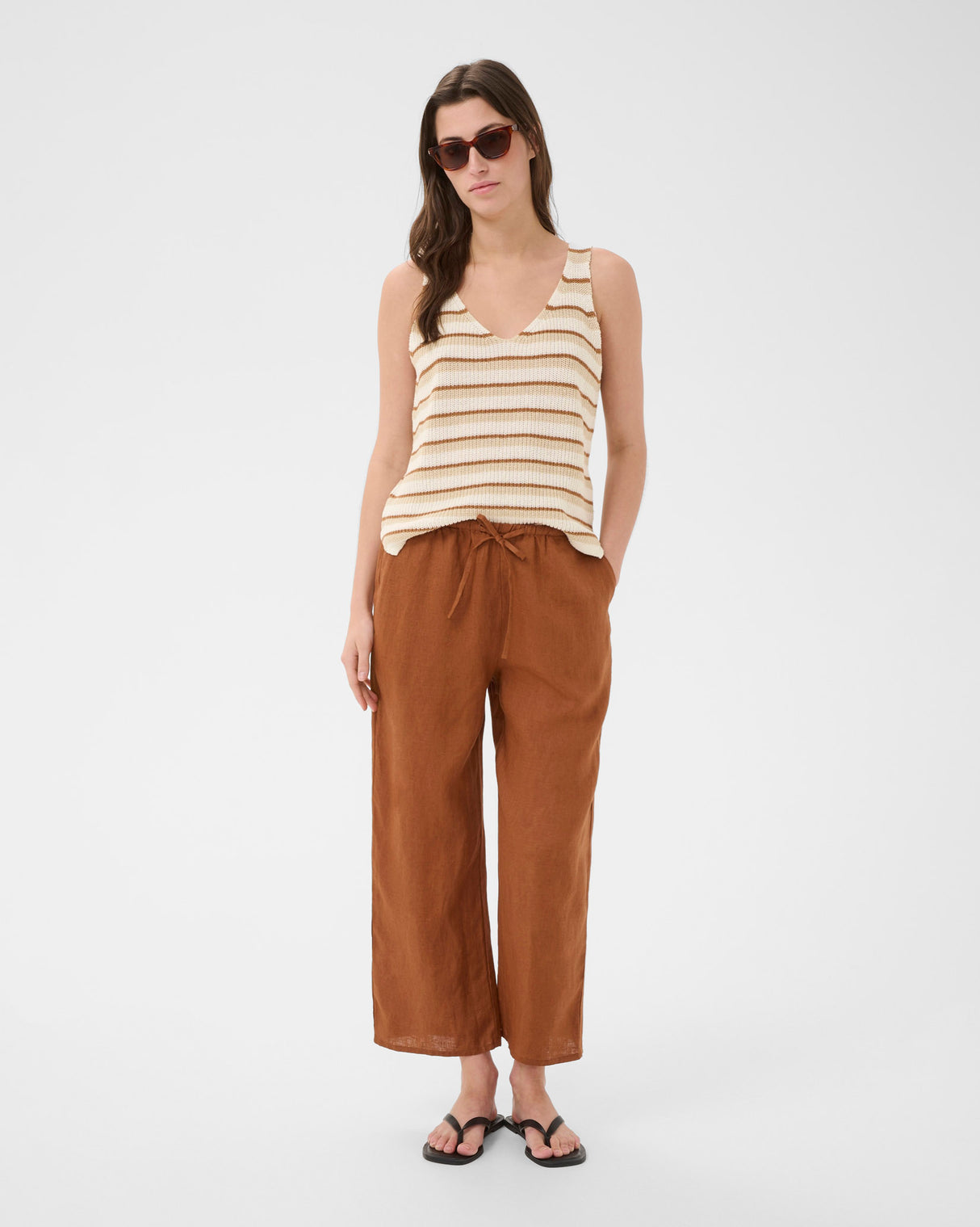 French Oak Striped Rebecca Knit Vest Top