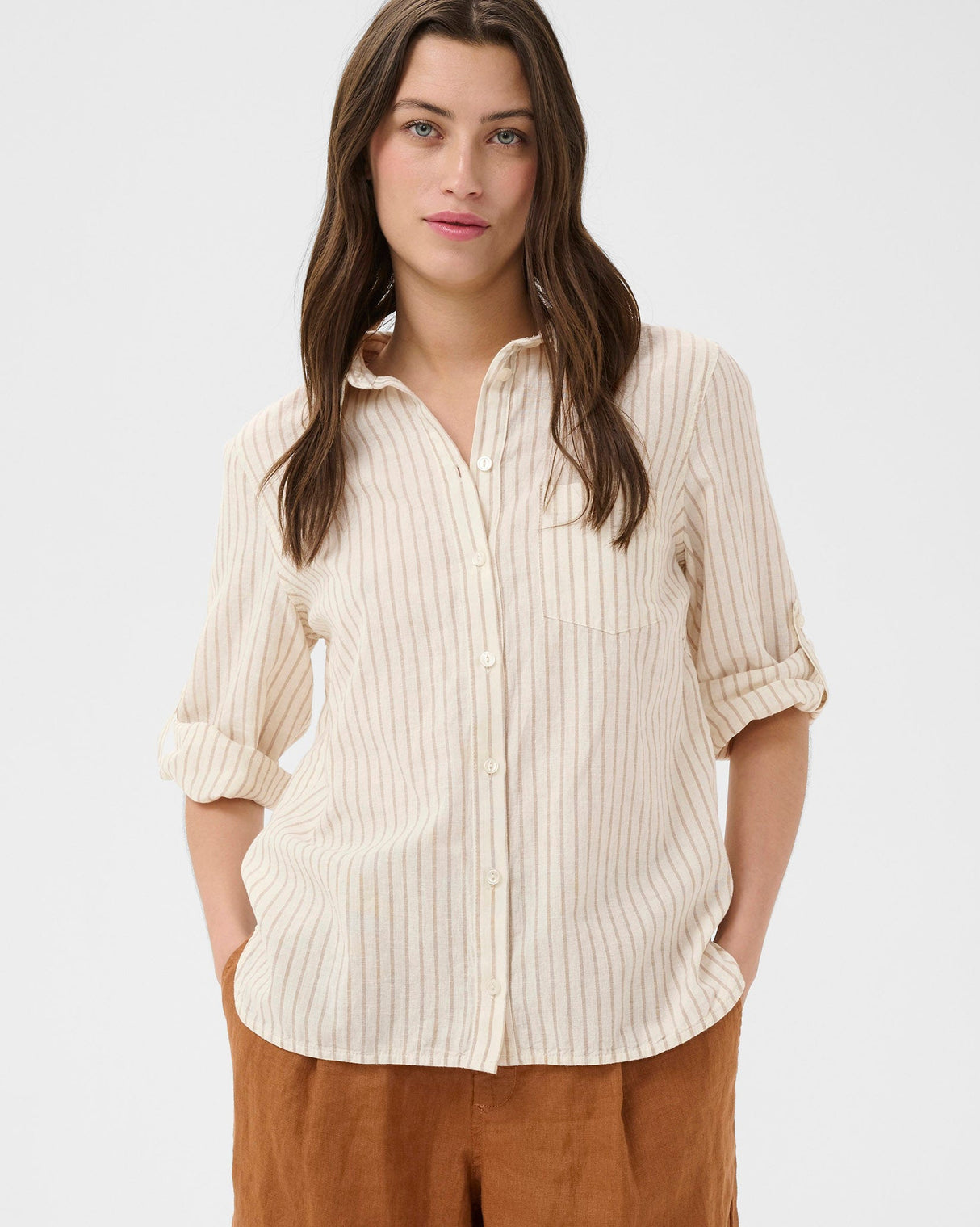 Neutral-Stripe-Cindie-Linen-Blend-Shirt