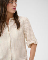Neutral Stripe Cindie Linen Blend Shirt