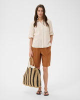 Neutral Stripe Cindie Linen Blend Shirt