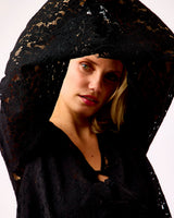 Black Vickie Tie Blouse